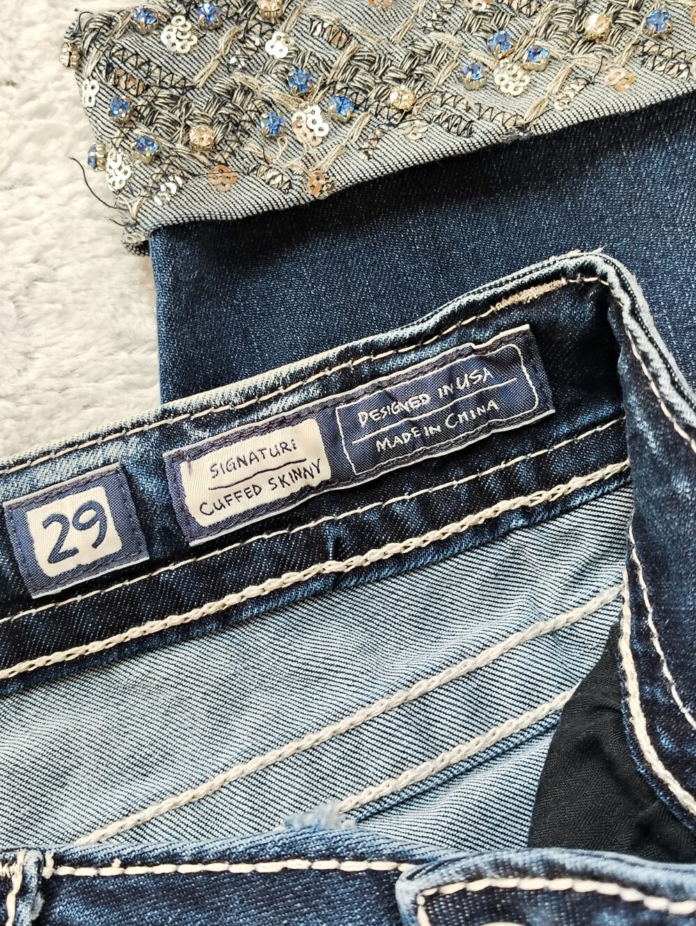 Miss Me Signature Cuffed Skinny Jeans Women's 29 Mcbling Y2K Vintage Vibes Retro - Picture 6 of 10